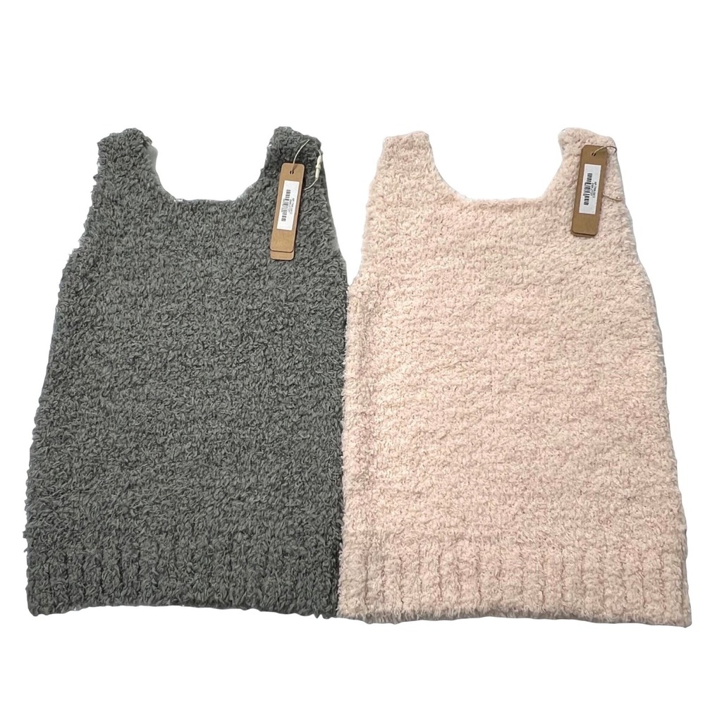 SKIMS Cozy Knit Tank Top Lot‎ of 2 Smoke Dusk Girls 2T/3T